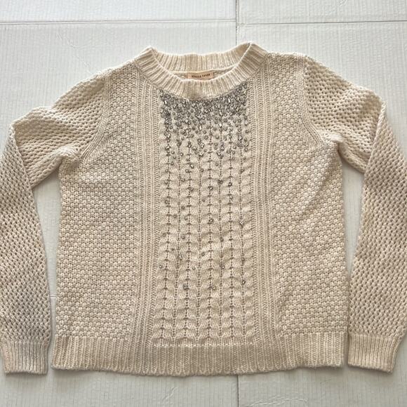 Rebecca Taylor Knit Pullover Sweater Women’s Size XS Cream Holiday Embellished - Picture 12 of 13